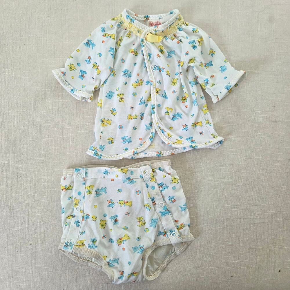 Vintage 60s Pets + Bears Matching Set 0-3 months